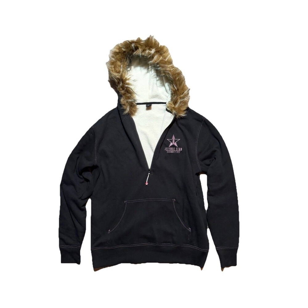 Jeffree Star Cosmetics Faux Fur Quarter Zip Hoodie Size Medium